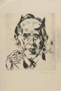 Bildnis Dr. Paul Fechter (rauchend). by Hermann Max Pechstein