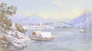 Mothers with their children on the banks of Lago Maggiore by Charles Rowbotham