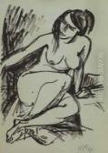 Sitzender Weiblicher Akt by Hermann Max Pechstein