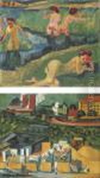 Vier Badende (recto); Baustelle In Schmargendorf (verso) - view 1