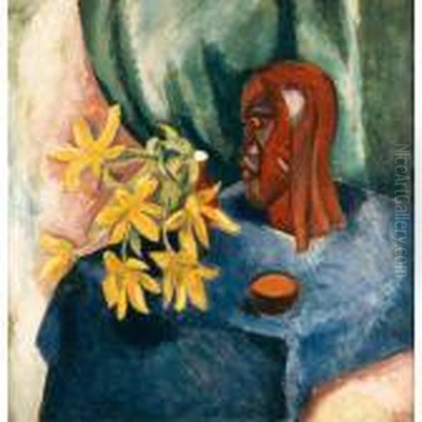 Stilleben Mit Tulpen Und Kopfskulptur (still-life With Tulips And Sculpture) - view 1