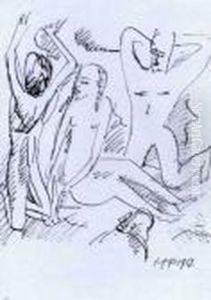 Drei Badende by Hermann Max Pechstein