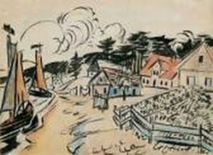 Fischerdorf An Der Kurische Nehrung by Hermann Max Pechstein