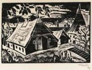 Gehoft, From Ein Dorf by Hermann Max Pechstein
