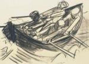 Vier Manner Im Ruderboot by Hermann Max Pechstein