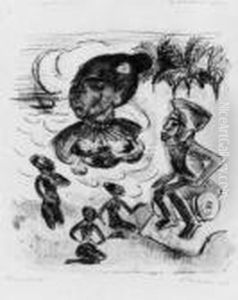 Palau I (szene Mit Gotzen) by Hermann Max Pechstein