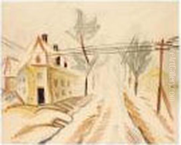 Allee Mit Haus Und Telegrafendrahten (alley With House And Telegraph Wires) - view 1