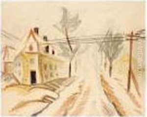 Allee Mit Haus Und Telegrafendrahten (alley With House And Telegraph Wires) by Hermann Max Pechstein