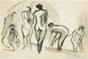 Funf Weibliche Akte (five Female Nudes) by Hermann Max Pechstein