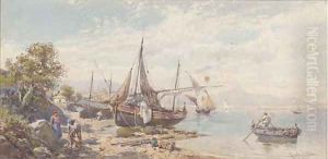 Fishing craft beached on the Neapolitan coast