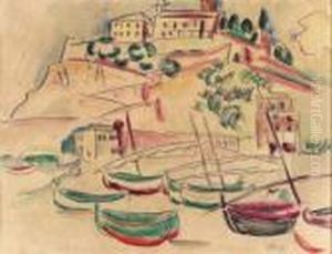 Boote Unter Dem Konvent Von Monterosso by Hermann Max Pechstein