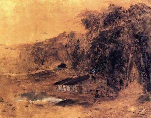Cottages among Trees by Theodore Rousseau
