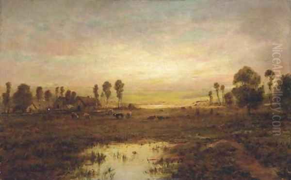 Coucher du soleil dans un champ - view 1