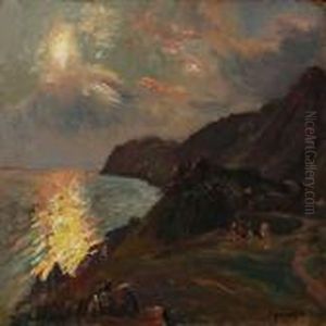 A Late Evening In Kullen Near The Sea by Viggo Christian Frederick Pedersen