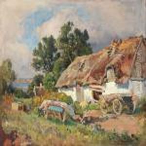 Farm Exterior by Viggo Christian Frederick Pedersen