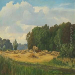 Harvest Scenery by Viggo Christian Frederick Pedersen