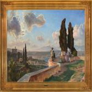 Calm Evening In Italy, Presumably From The Alban Mountains by Viggo Christian Frederick Pedersen