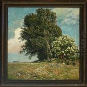 Landscape With Field Flowers, Trees And Shrubs by Viggo Christian Frederick Pedersen