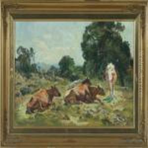 Scenery With Cows by Viggo Christian Frederick Pedersen