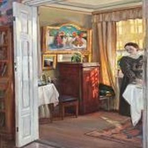 Interior With Sunlight by Viggo Christian Frederick Pedersen