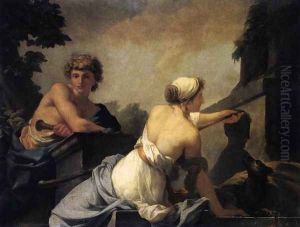 The Origin of Painting: Dibutades Tracing the Portrait of a Shepherd by Jean-Baptiste Regnault