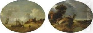 Fishermen Unloading Their Catch On The Shore by Bonaventura, the Elder Peeters