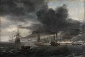 Vista De Porto Com Barcos by Bonaventura, the Elder Peeters