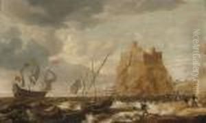 Shipping In Choppy Seas, A Fortress On A Cliff Beyond