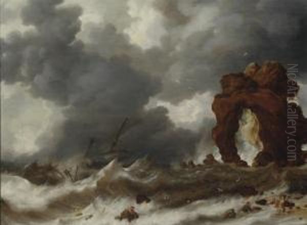Stormy Seas With A Shipwreck by Bonaventura, the Elder Peeters