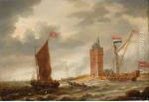 Shipping In A Breeze Before A
Coast With A Fortified Tower; Shipping In Stormy Seas Near An Island by Bonaventura, the Elder Peeters
