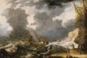 Ships Foundering Off A Rocky Coast