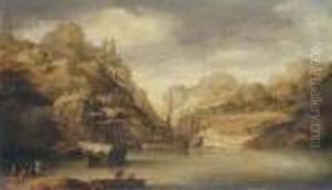 An Estuary With Loggers At A Northern Trading Post
