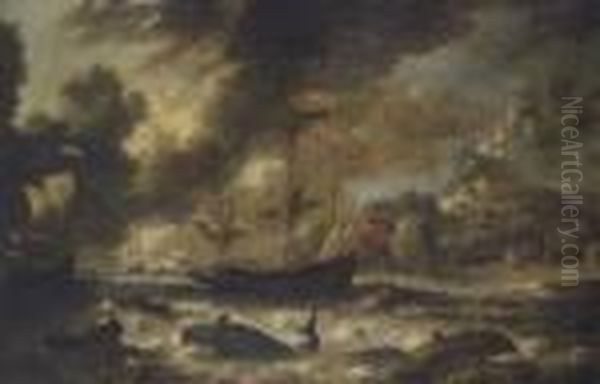 Dutch Whaling Ships In The North Atlantic Off The Coast Of Iceland - view 1