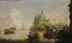 A View Of A Southern Coast With 
Wounded Turkish Soldiers Returning In Rowing Boats, A Galley And Other 
Vessels In The Background