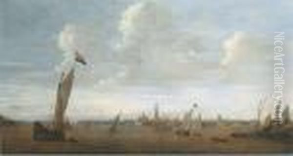 Shipping On The River Scheldt With Antwerp In The Distance - view 1