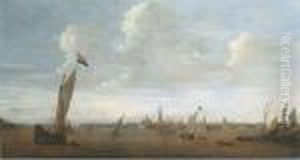Shipping On The River Scheldt With Antwerp In The Distance by Bonaventura, the Elder Peeters