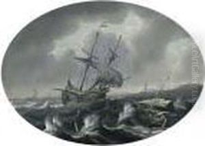 A Merchantman And Other Sailing Vessels In A Storm Near A Coast