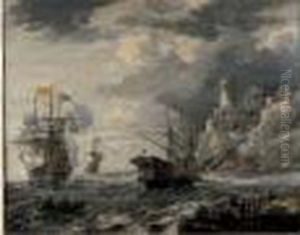 Bord De Mer Avec Navires Et Personnages Au Premier Plan Bord De Mer Avec Navires Et Personnages Au Premier Plan