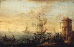 Rowing Boats By A Shoreline, A
Kaag Beyond; And A Shipwreckedsailing Boat Off A Rocky Coastline by Bonaventura, the Elder Peeters