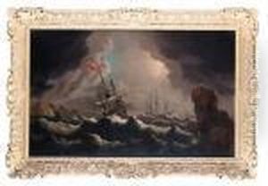 Shipping In A Stormy Sea Off A Rocky Coast by Bonaventura, the Elder Peeters