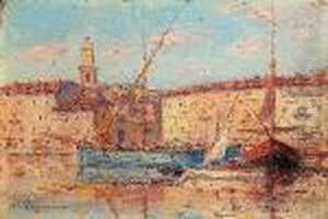 Tartanes Dans Le Port De Saint-tropez by Auguste Pegurier