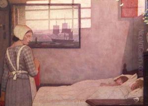 Sleeping Children with their Nurse by Frederick Cayley Robinson