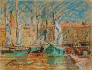 Voiliers Dans Le Port De Saint-tropez by Auguste Pegurier