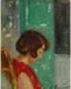 Mireille A La Robe Rouge by Auguste Pegurier