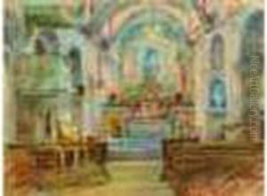 Interieur D'eglise by Auguste Pegurier