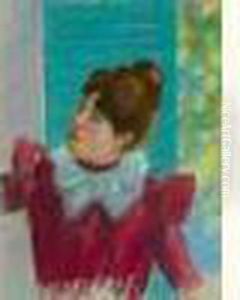 Femme A La Robe Rouge by Auguste Pegurier