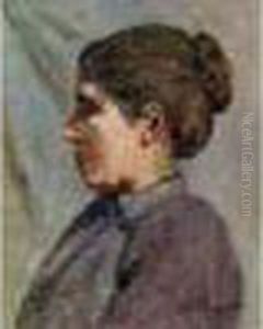 Portrait De Femme Au
 Chignon by Auguste Pegurier