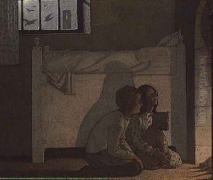 Illustration to Maeterlincks The Bluebird Children recounting their adventures by Frederick Cayley Robinson