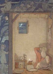 St. Christopher and the Child, 1918 by Frederick Cayley Robinson