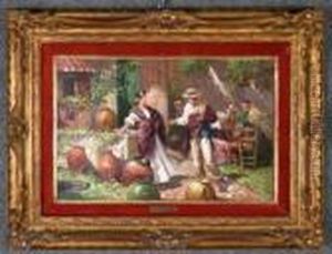 ''personaggi Spagnoli In Cortile Con Giare'' by Carlo Pellegrini